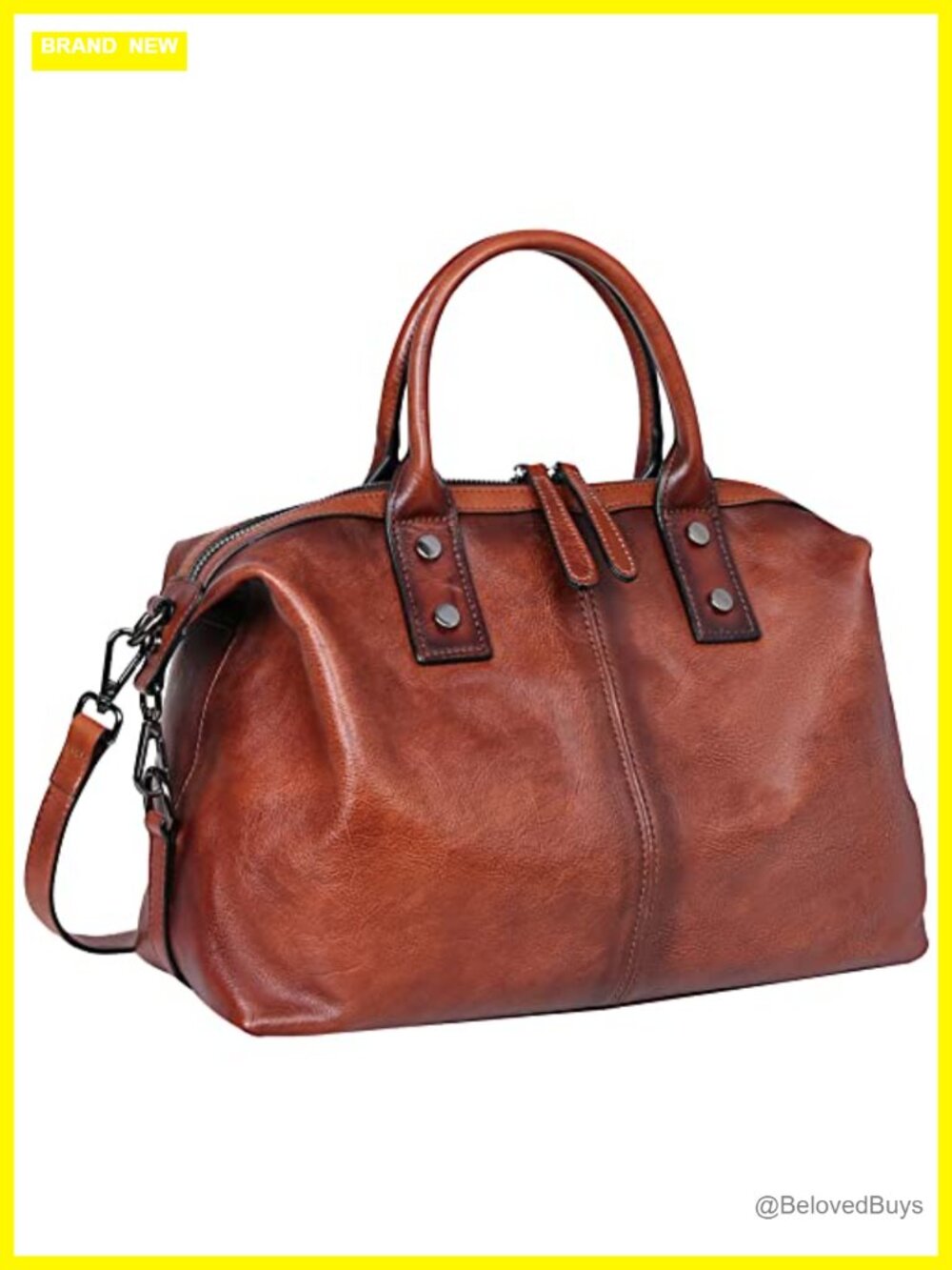 Vegetable tanned leather satchel bag shoulder tote